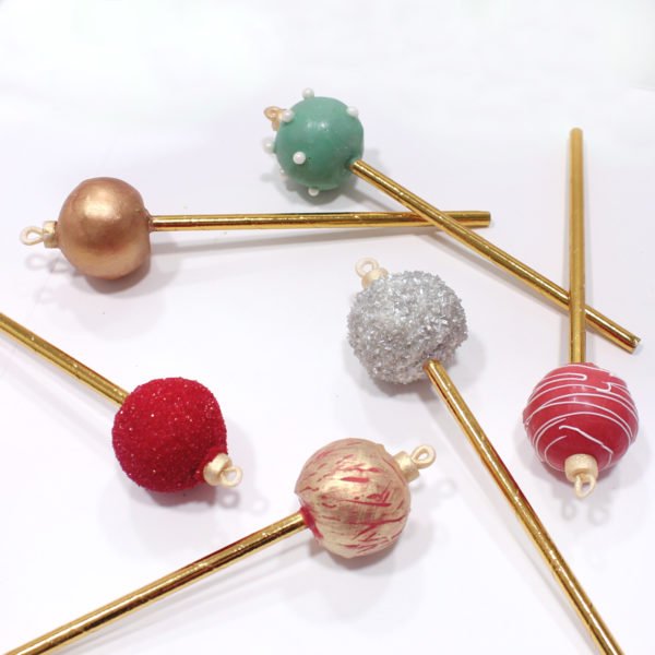 Sparkly and Gold Christmas Ornament Cake Pops